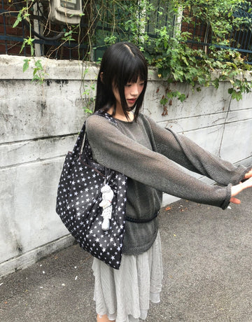 Nuen Star Pattern Nylon Big Shoulder Bag